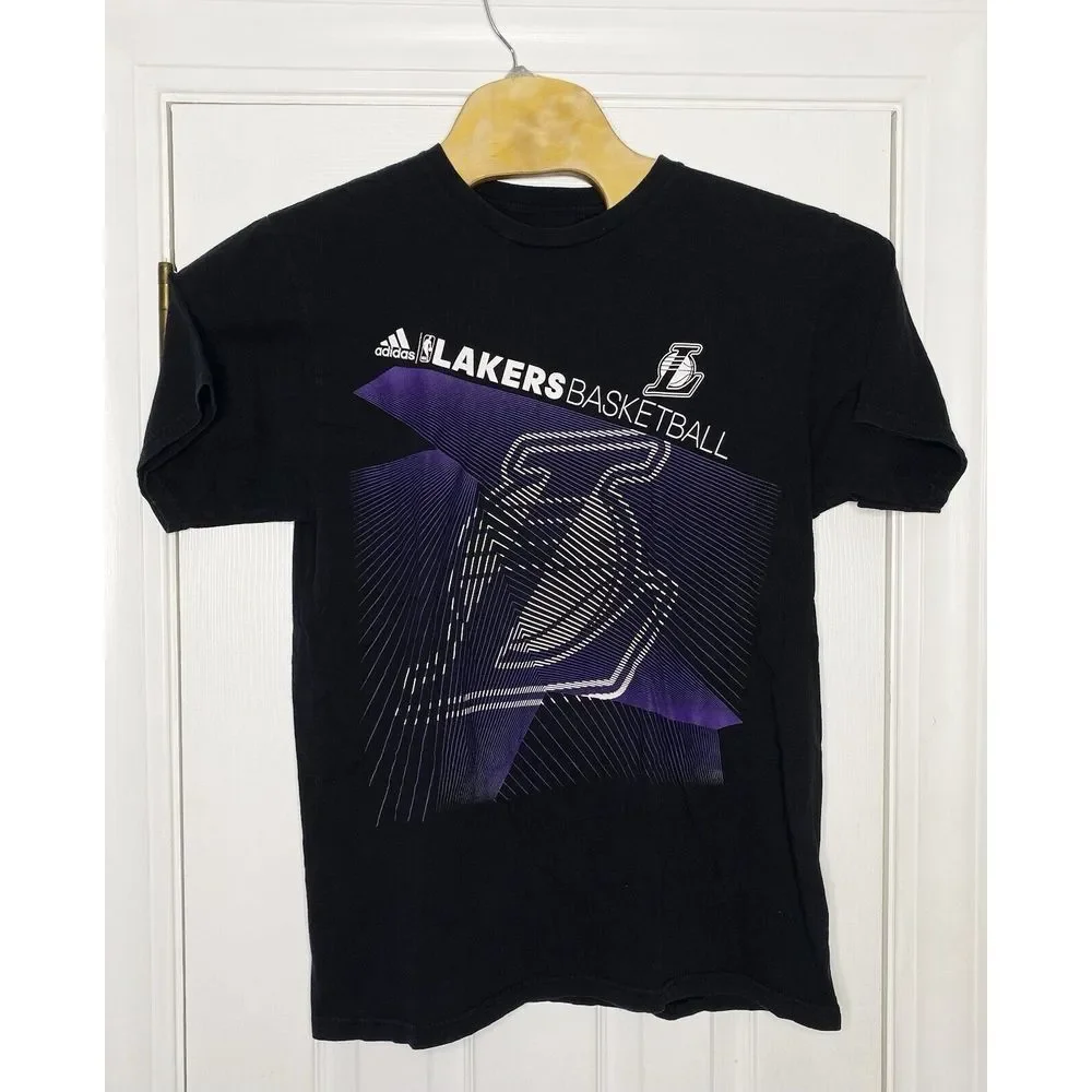 Adidas Mens The Go-To Tee NBA Lakers Basketball‎ Black Purple Large